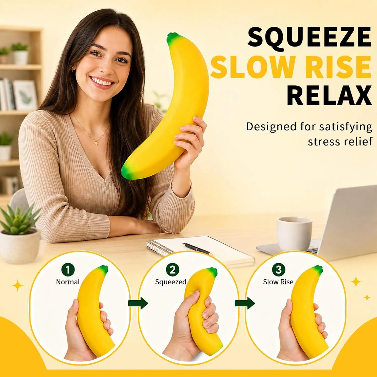 45CM Giant Squishy Banana Toy – Slow Rising Fidget Desk Gift Novelty Squishy Toy Axl
