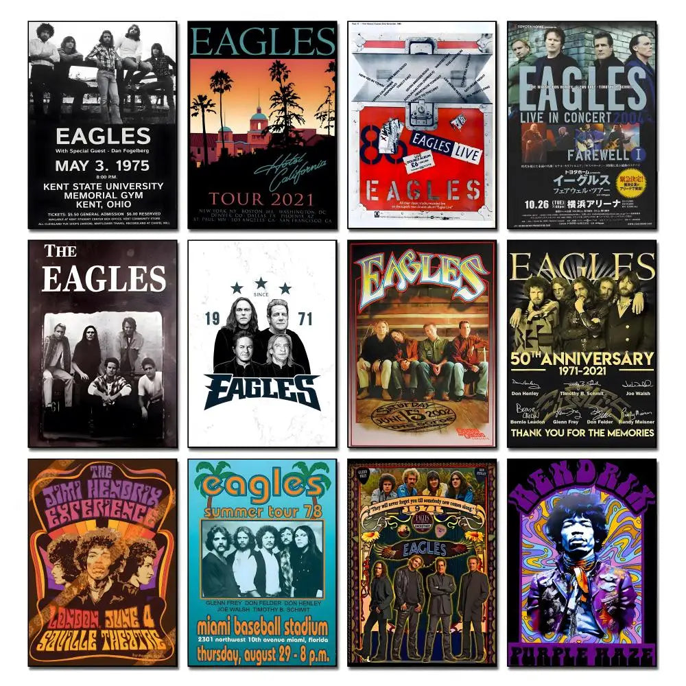 Eagles Band HD Wall Poster | Waterproof Sticky Music Art Decor Music Wall Poster Axl