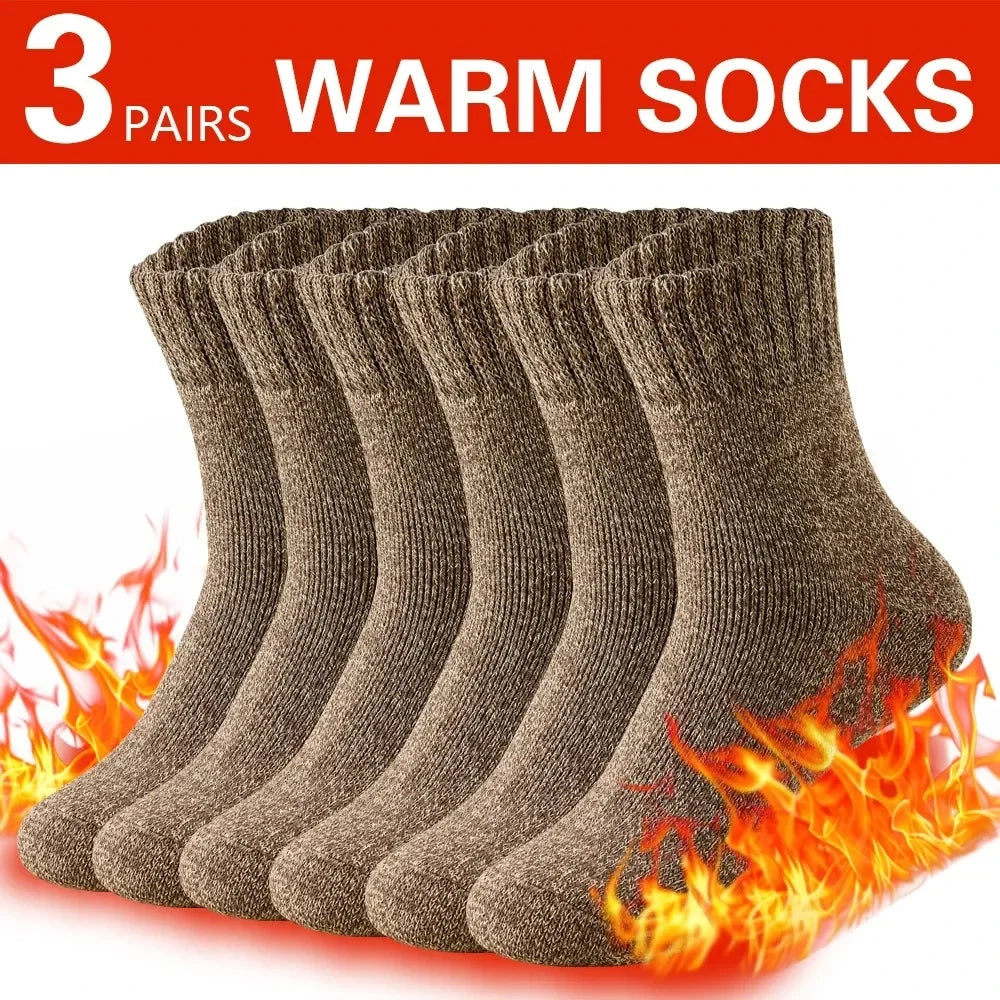 3 Pairs Men's Thermal Wool Socks – Hiking & Winter Snow Thermal Winter Socks Axl 3 coffee-HG875 others