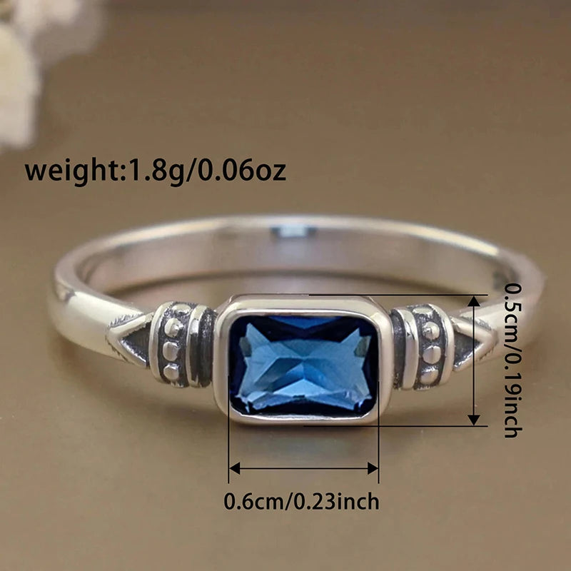 Huitan Vintage Blue CZ Ring – Women's Elegant Fashion Jewelry Fashion Ring Axl