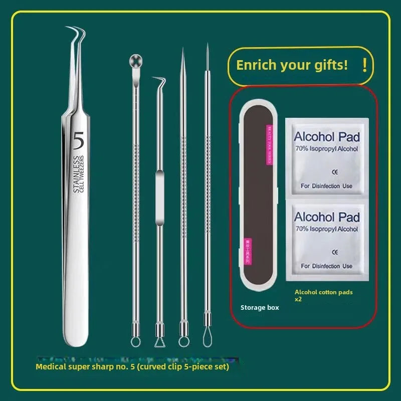 7-Piece Stainless Steel Blackhead Extractor Tool Kit Skin Extractor Kit Axl Versatile 5piece set