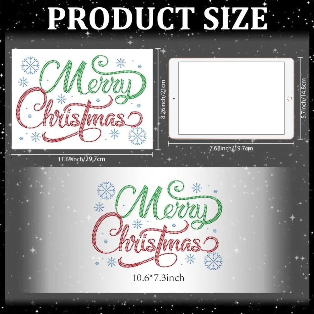 Christmas Rhinestone Iron-On Applique Patch – 11.7x8.3 In Iron-On Applique Patch Axl