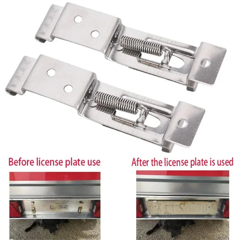 Stainless Steel License Plate Spring Clips – 2 Pack Bracket License Plate Bracket Axl