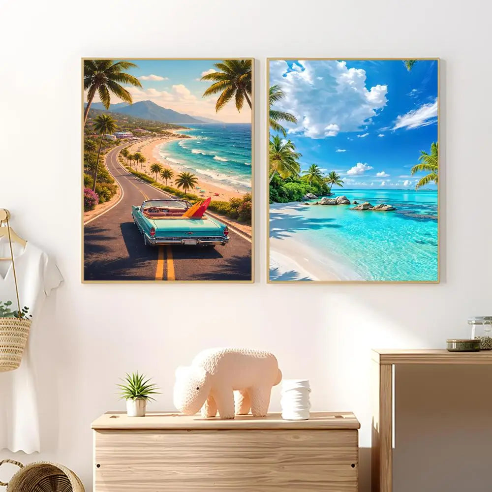 Summer Beach Surfing HD Waterproof Wall Stickers | Home Décor Wall Decal Sticker Axl