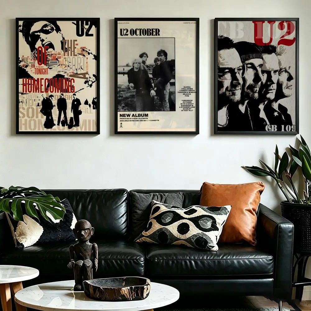 U2 Rock Band HD Wall Poster – Waterproof Self-Adhesive Decor Wall Art Poster Axl