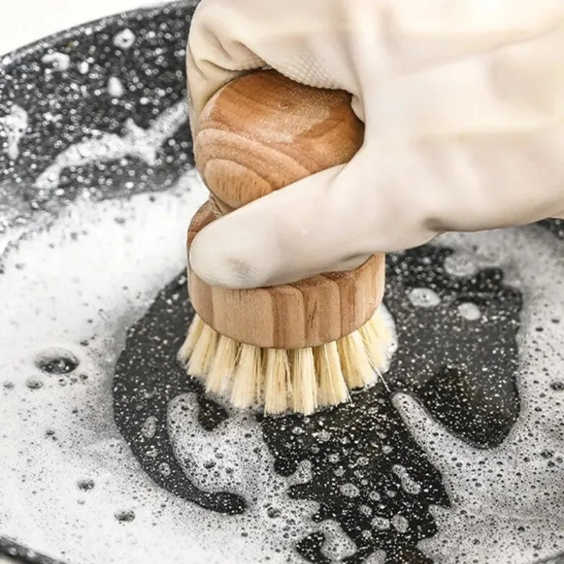 Natural Sisal & Coconut Palm Dish Brush with Lanyard Kitchen Cleaning Brush Axl