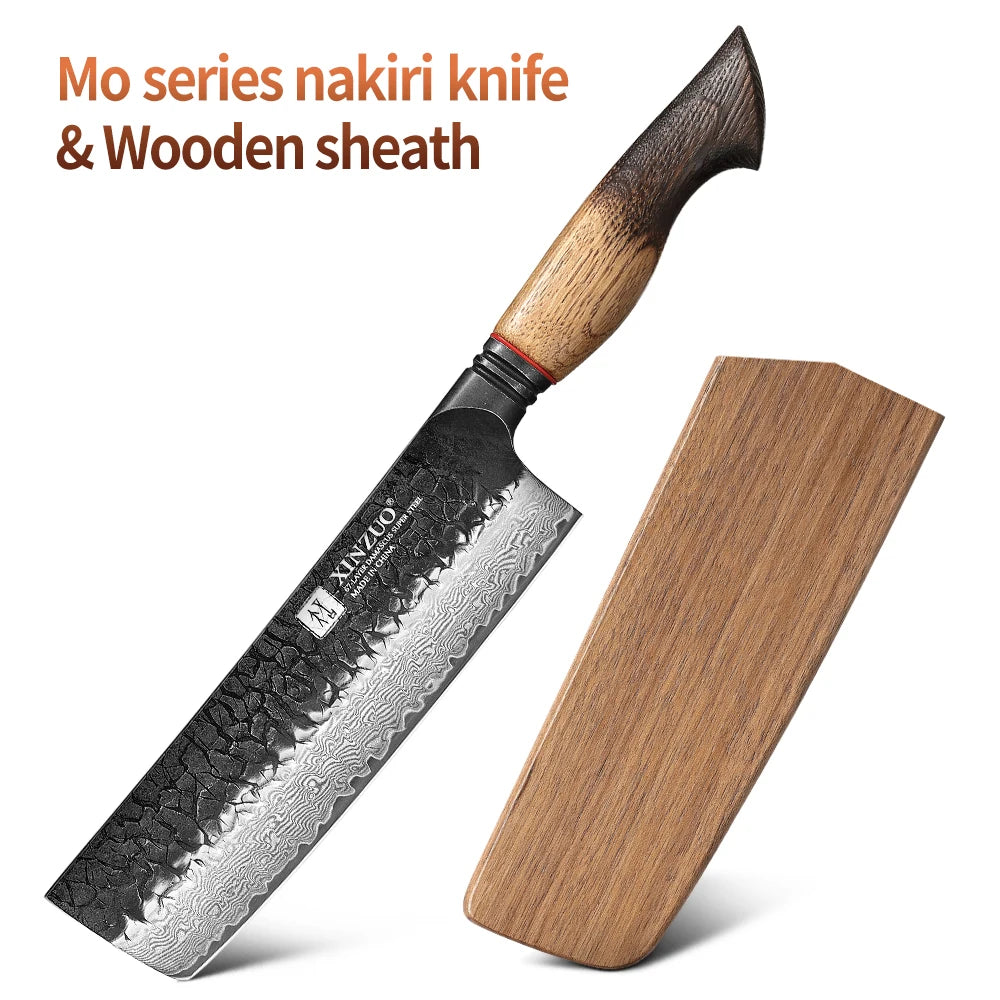 XINZUO 7" Nakiri Knife – 67-Layer Damascus Steel | Gift Box Damascus Kitchen Knife Axl with wooden sheath China Mainland