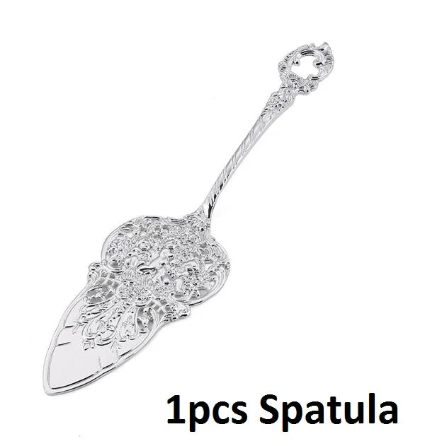 Silver Plated Luxury Cutlery – Engraved Flatware Knife Fork Spoon Silver Plated Flatware Axl Cake spatula