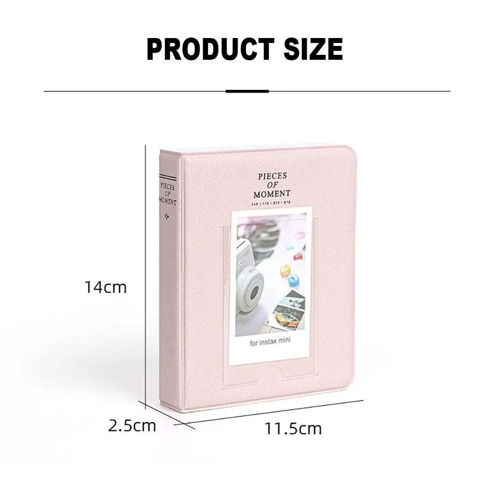 64-Pocket Instax Mini Photo Album – PU Leather 3" Picture Book Instant Photo Album Axl