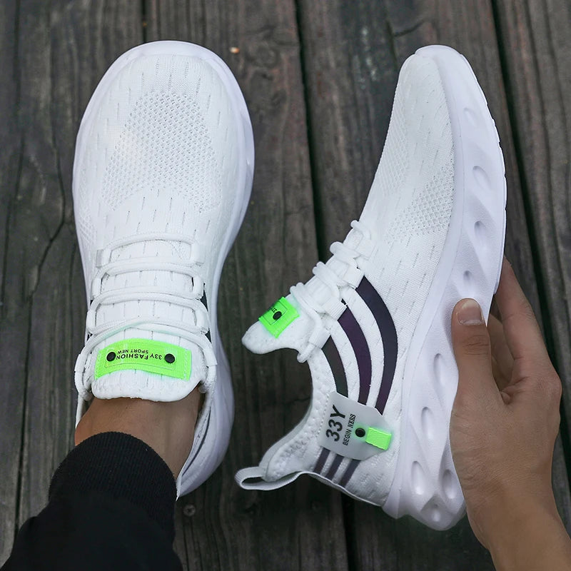 Men's Color Shift Stripe Sneakers | Lightweight Running Shoes Men's Sneakers Axl