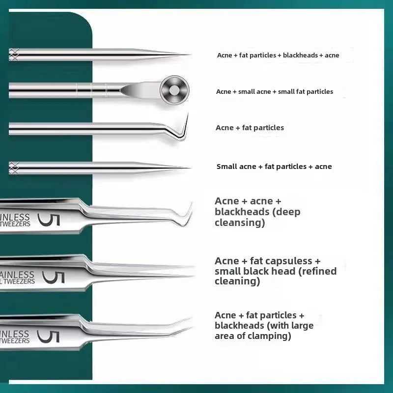 7-Piece Stainless Steel Blackhead Extractor Tool Kit Skin Extractor Kit Axl