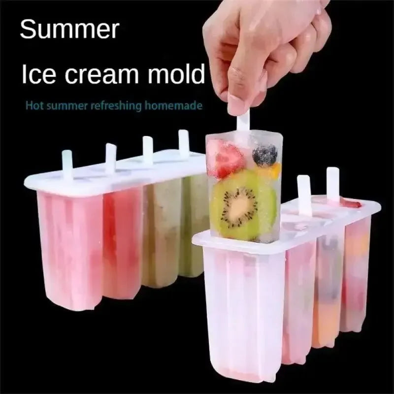 4-Link Popsicle Mold with Lid – Homemade Ice Cream & Ice Lolly Popsicle Mold Axl