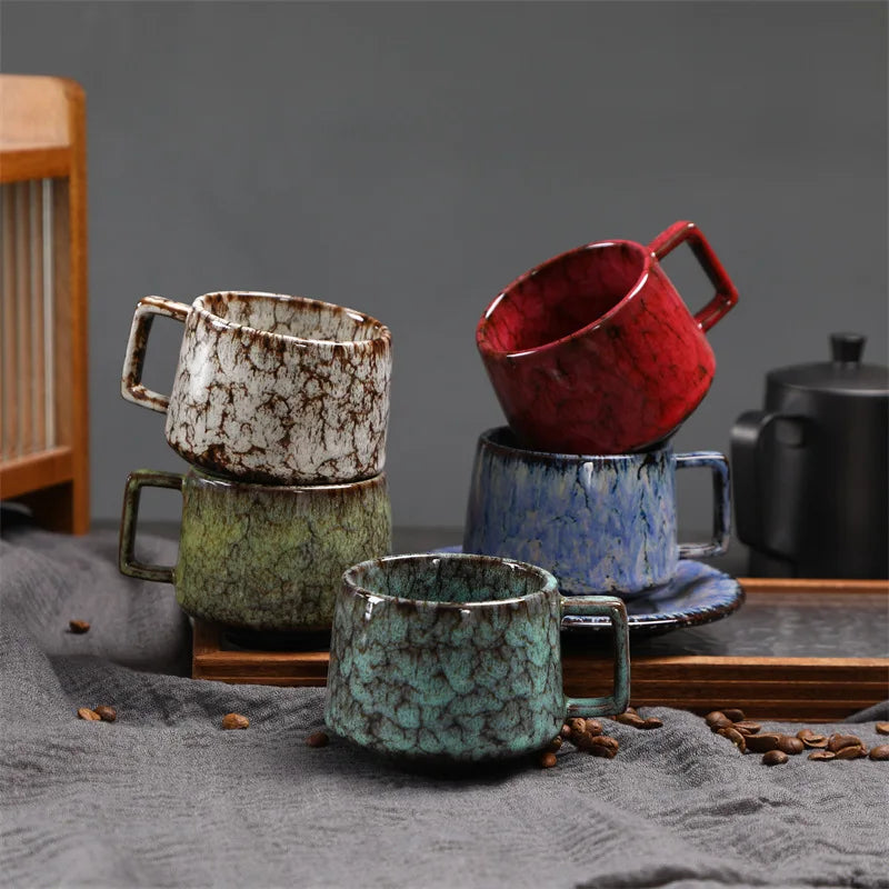180ml Japanese Kiln-Fired Ceramic Espresso Cup & Saucer Set Ceramic Espresso Cup Axl