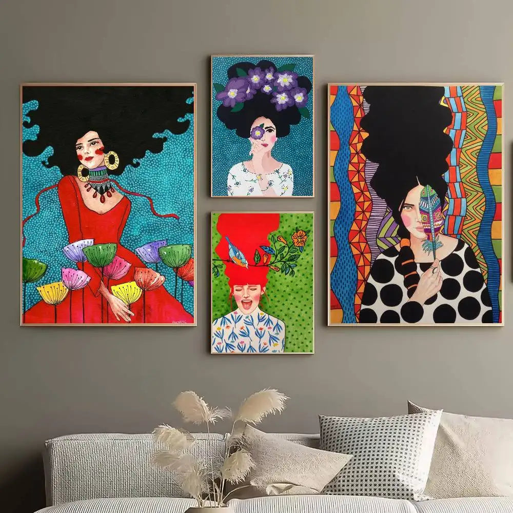 Flower Girl Hairstyle Art Poster – Self-Adhesive Wall Decor Wall Art Poster Axl