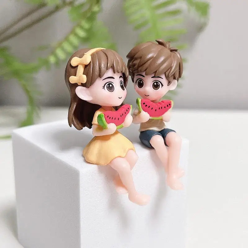 Watermelon Couple Figurines – Miniature Car & Garden Ornament Couple Figurine Set Axl Yellow