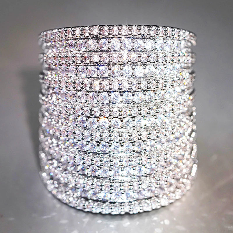 Huitan Wide CZ Cocktail Ring – Women's Wedding & Party Jewelry Cocktail Ring Axl