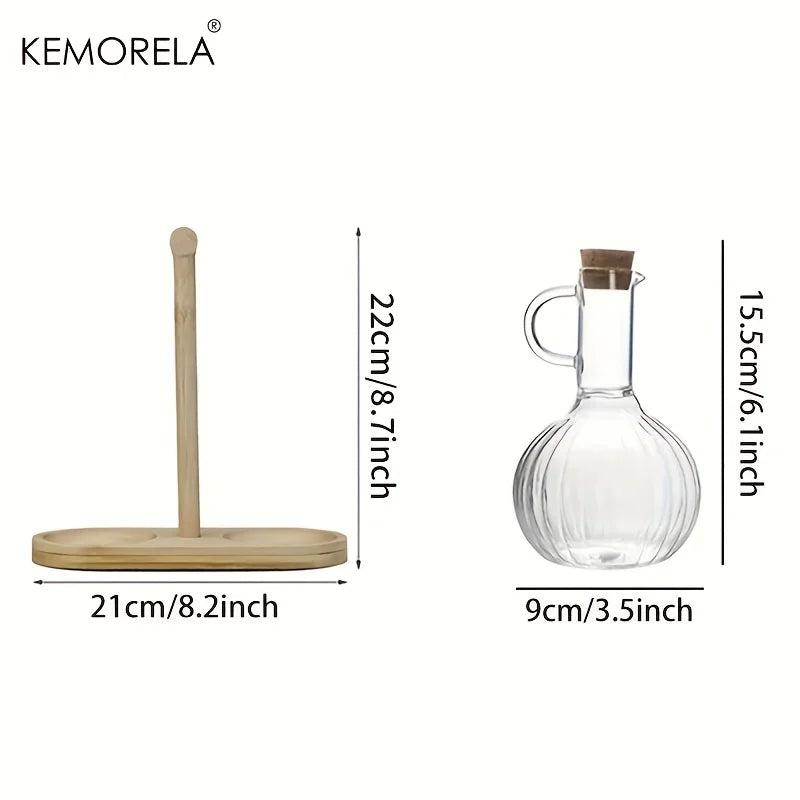 Borosilicate Glass Seasoning Jars with Lid & Wooden Shelf Glass Spice Jars Axl