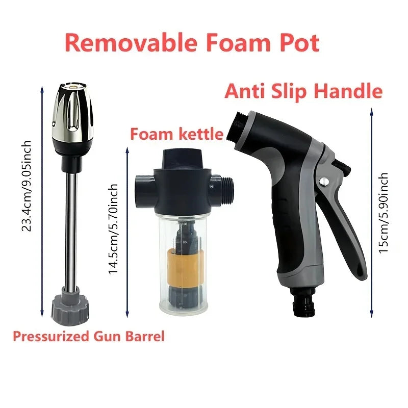 High-Pressure Car Wash Gun with Foam Bottle & Long Handle Car Wash Spray Gun Axl