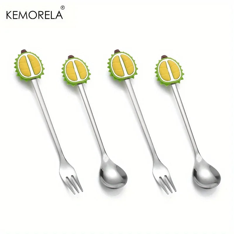 4-Piece Stainless Steel Cutlery Set – Spoons & Fruit Fork Stainless Steel Flatware Axl Durian