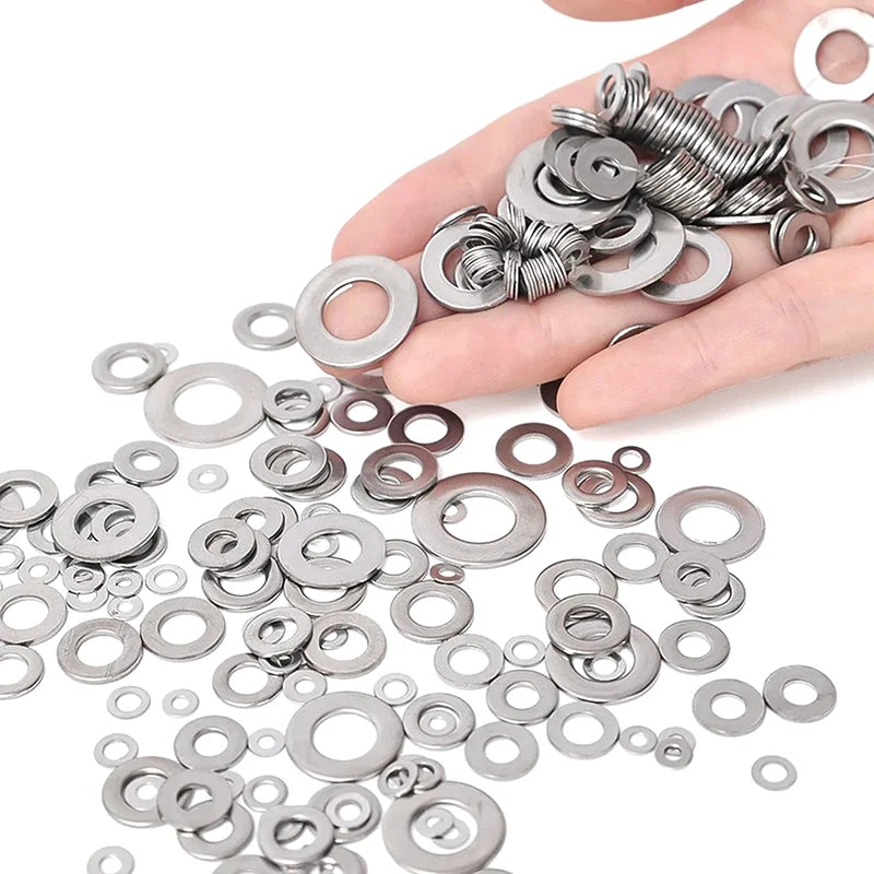 180-Pc Stainless Steel Flat Washer Assortment Kit M2–M10 Washer Assortment Kit Axl