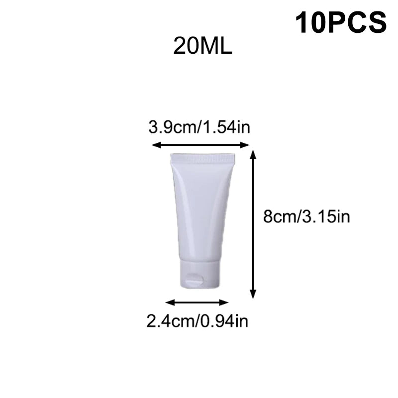 10-Pack Empty Refillable Squeeze Tubes | Flip Top 15–100ml Refillable Cosmetic Tubes Axl B
