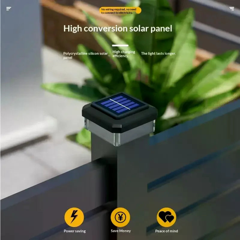 Solar LED Fence Post Cap Light IP65 Waterproof – Warm White Solar Fence Light Axl