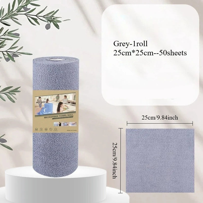 50-Sheet Reusable Microfiber Cleaning Cloth Roll | Kitchen Towel Microfiber Cleaning Cloth Axl