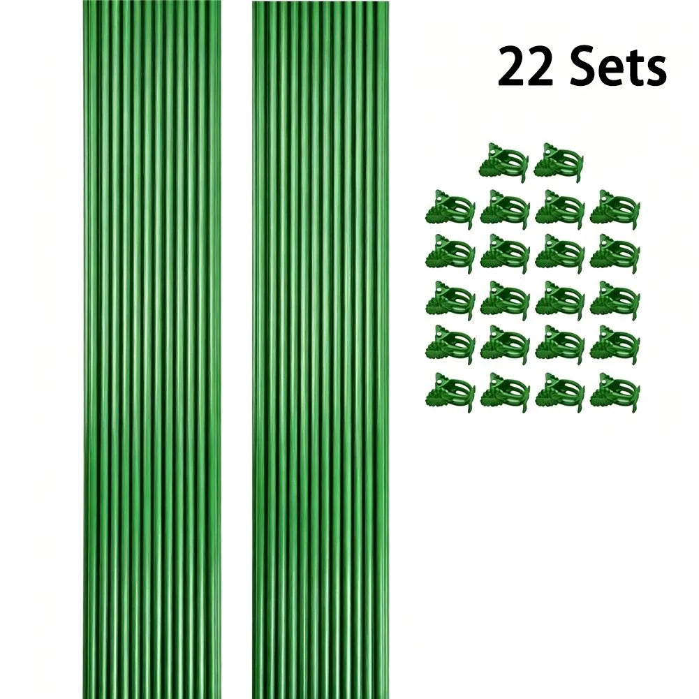 Green Plant Support Stakes & Clips – Indoor & Outdoor Plants Plant Support Stakes Axl 22 Sets