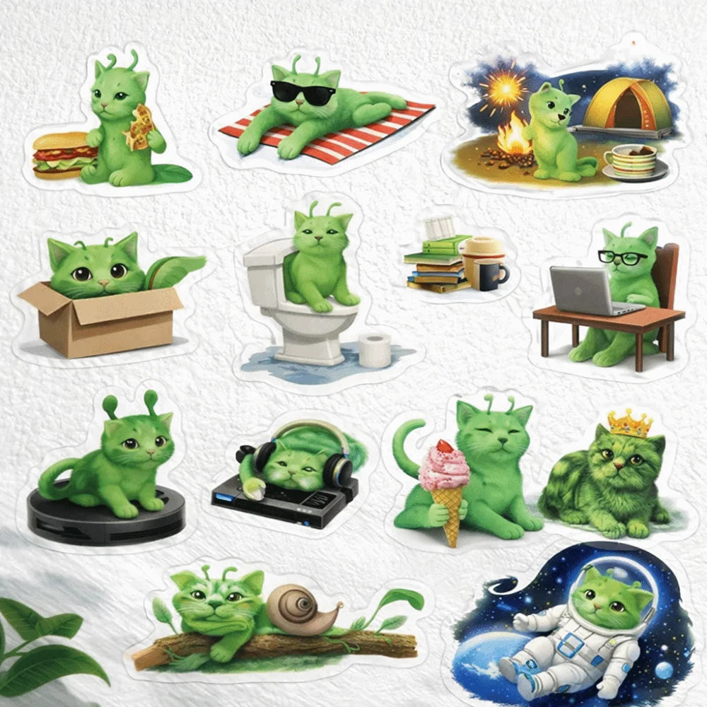 500 Alien Cat Stickers – Funny Quirky Waterproof Sticker Roll Decorative Stickers Axl