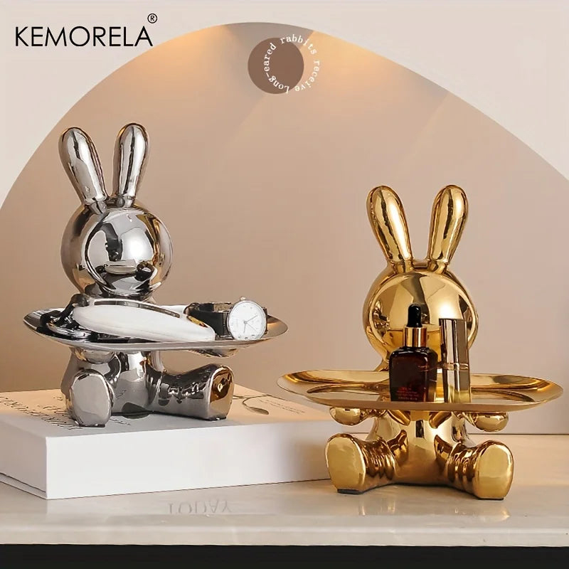 KEMORELA Ceramic Rabbit Key Storage Figurine | Home Decor Decorative Figurine Axl