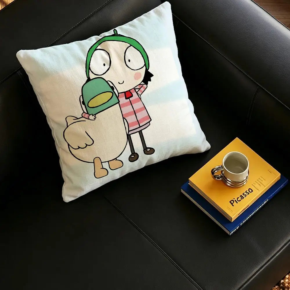 Cartoon Duck Linen Cushion Cover – Sofa, Bed & Chair Decor Decorative Cushion Cover Axl