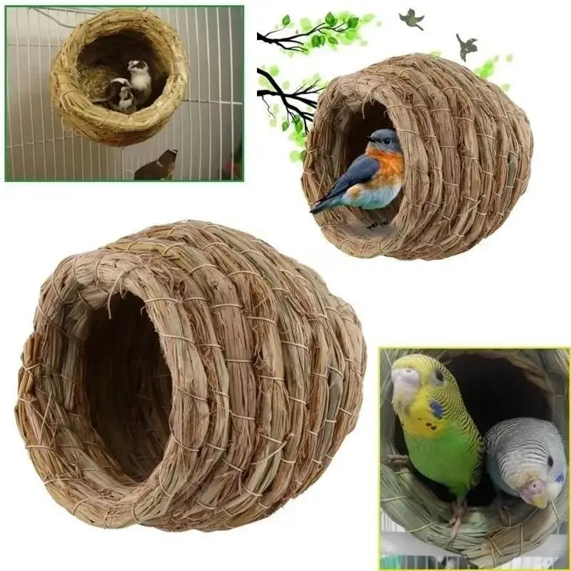 Handmade Grass Woven Bird Nest – Hanging Parrot & Hummingbird Hut Bird Nest Hut Axl