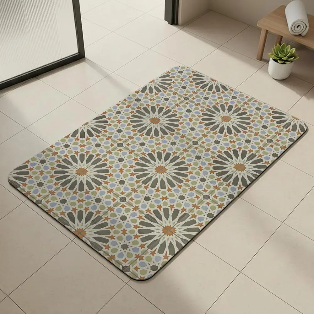 Moroccan Tile Diatomite Bath Mat – Quick Dry & Non-Slip Diatomite Bath Mat Axl White5 30x45cm