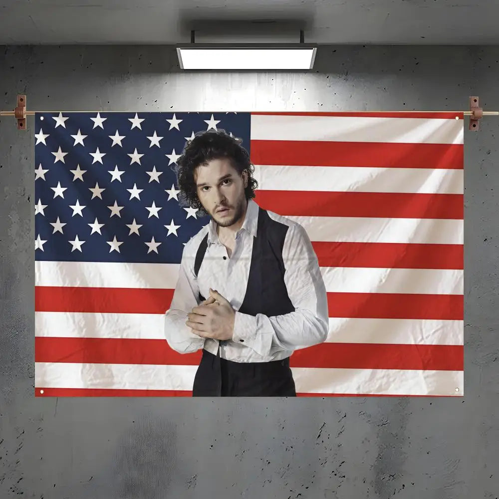 Kit Harington Fan Art Flag – Indoor & Outdoor Wall Banner Decorative Flag Banner Axl White3 50x70cm