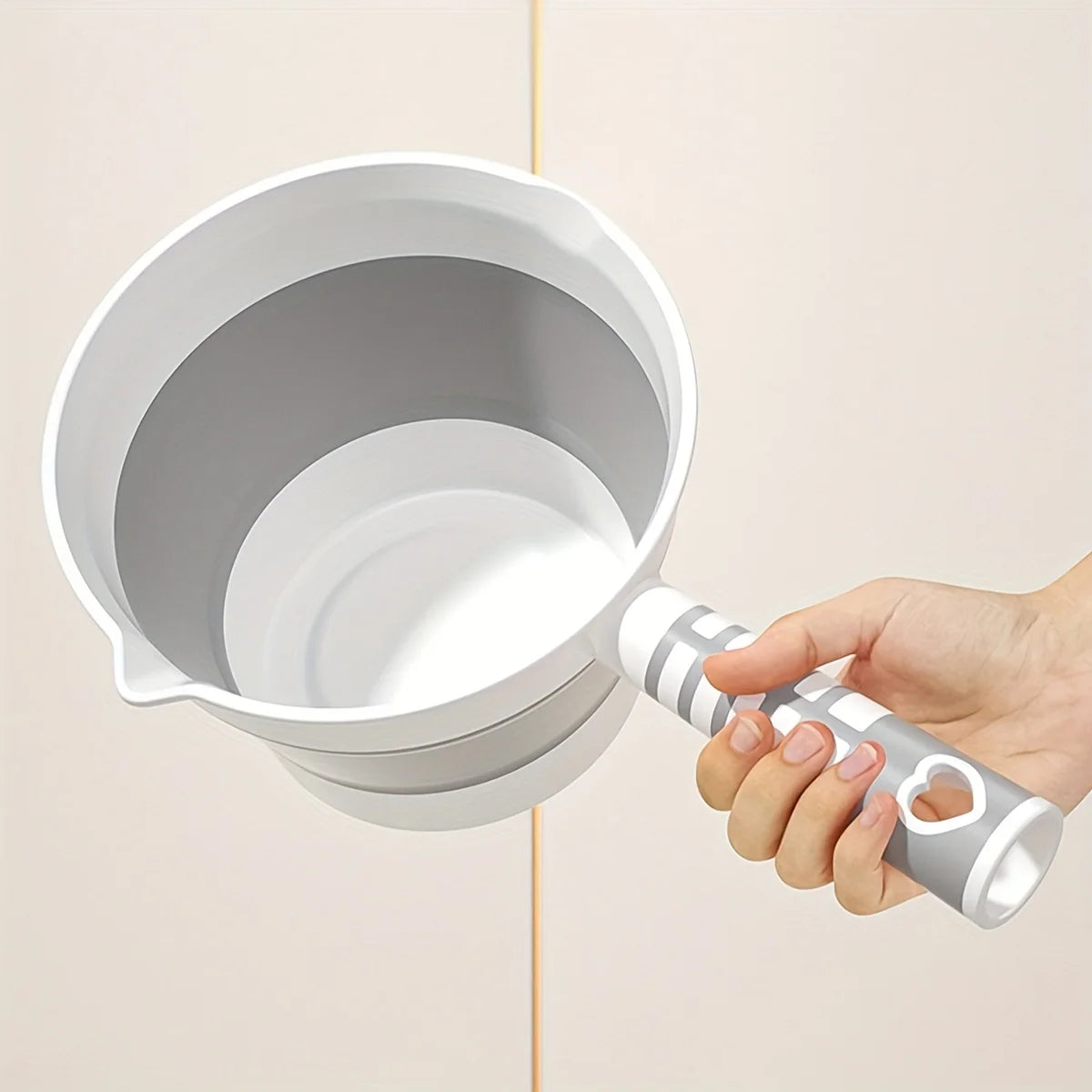 Large PP Folding Water Scoop – Long Handle Kitchen & Bath Folding Water Scoop Axl Grey water ladle 1pc