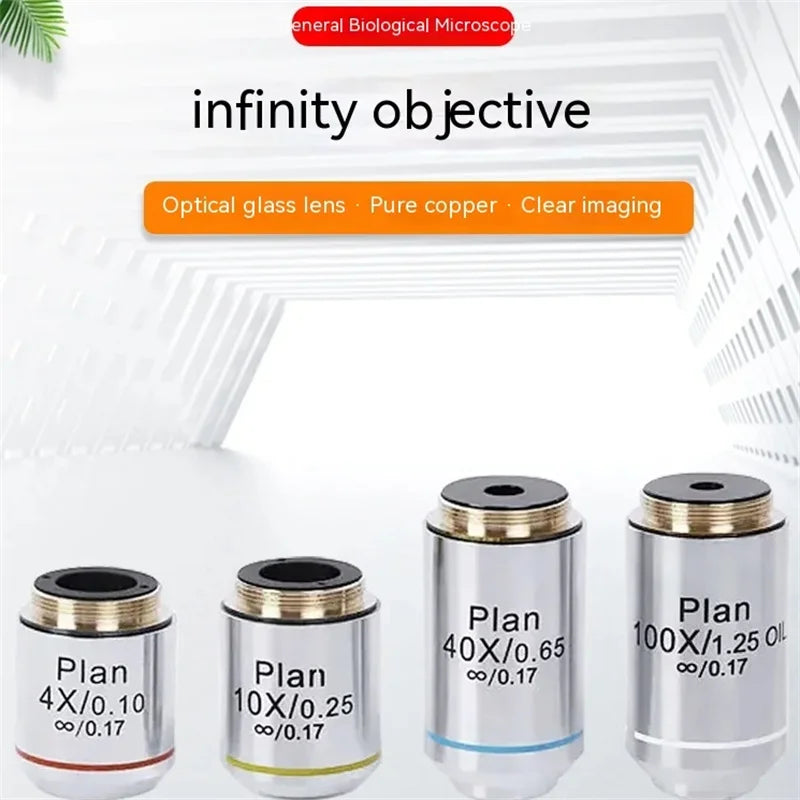 Achromatic Microscope Objective Lens 4X 10X 20X 40X 60X 100X Microscope Objective Lens Axl