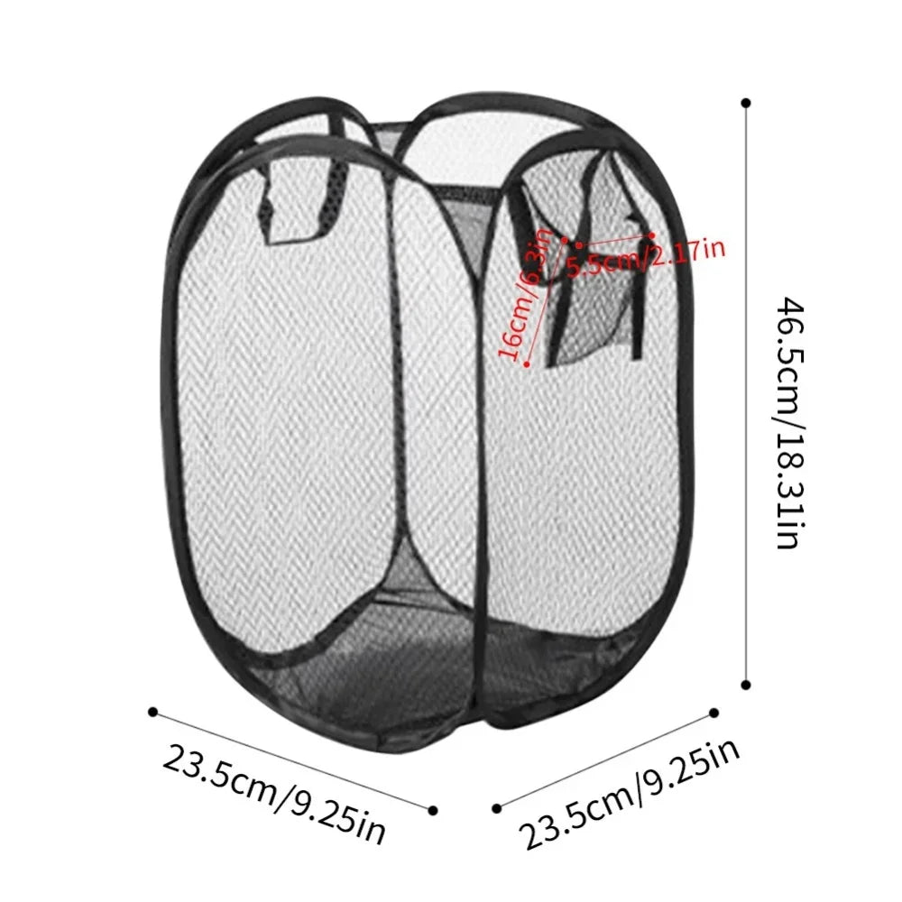 Pop-Up Mesh Laundry Hamper – Collapsible, Breathable Basket Laundry Hamper Axl