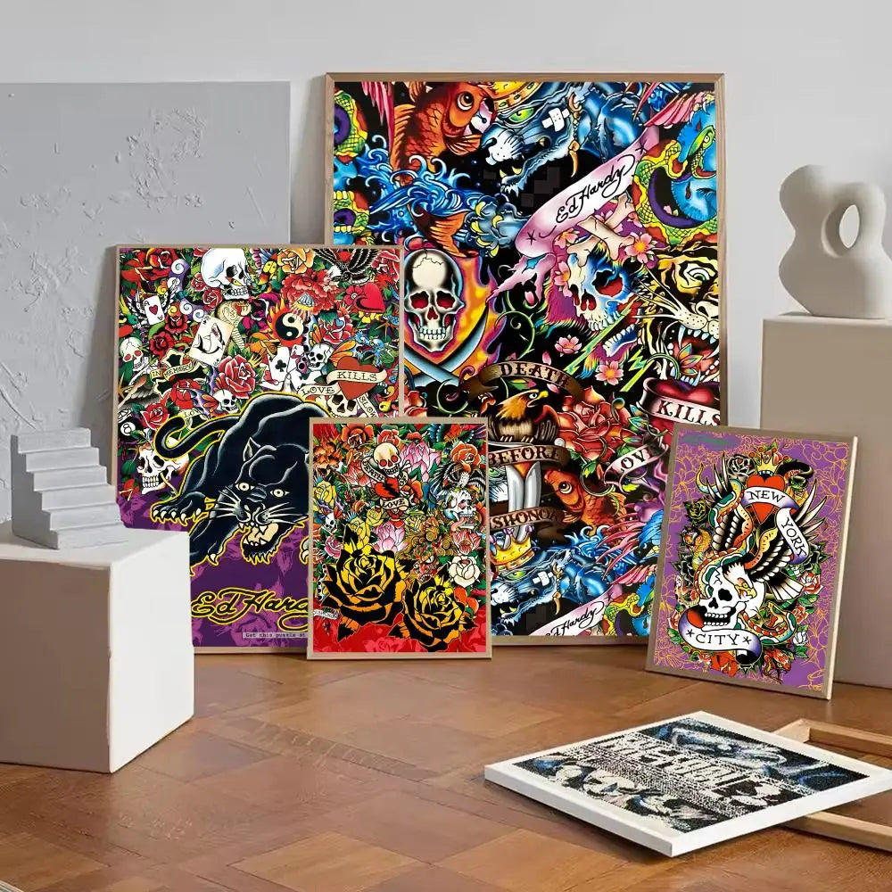 Ed Hardy Wall Art Poster – Removable Decor Sticker Mural Wall Art Sticker Axl