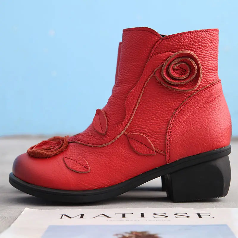 Women's Genuine Leather Wedge Ankle Boots – Retro Winter Style Wedge Ankle Boots Axl