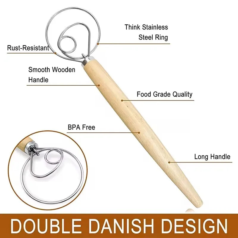 Danish Dough Whisk – Stainless Steel Bread & Pastry Mixer Danish Dough Whisk Axl