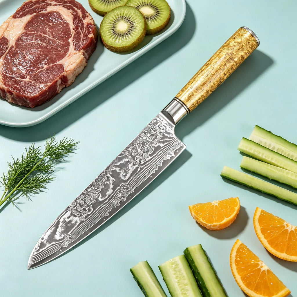 67-Layer Damascus Steel Chef Knife – Sharp Kitchen Cleaver Damascus Chef Knife Axl Chef Knife