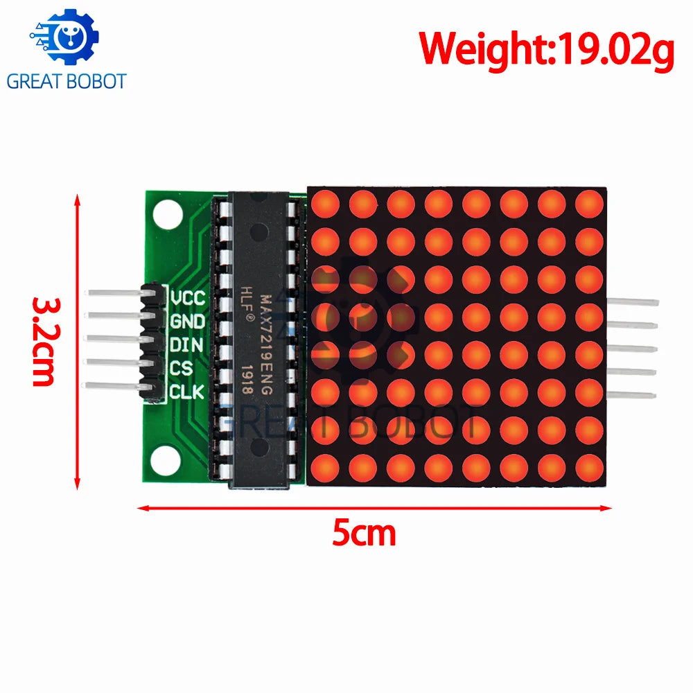 8x8 MAX7219 Dot LED Matrix Module for Arduino – 5V MCU LED Matrix Module Axl