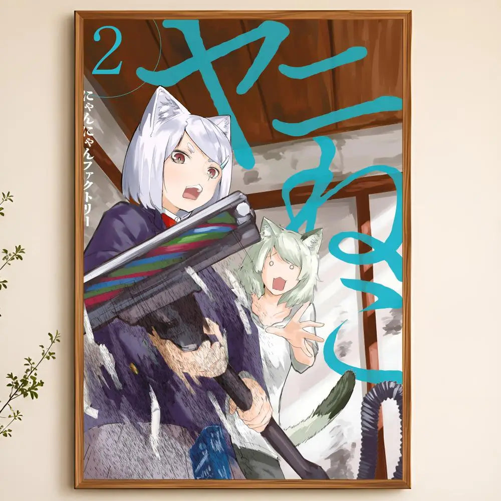Yani Neko Peel-and-Stick PVC Wall Poster – HD Anime Art Wall Art Poster Axl White08 60X90cmNoframe