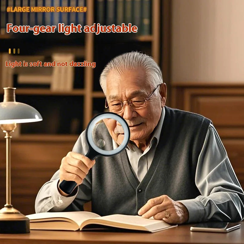 Rechargeable Handheld Magnifying Glass with LED Light Illuminated Magnifier Axl