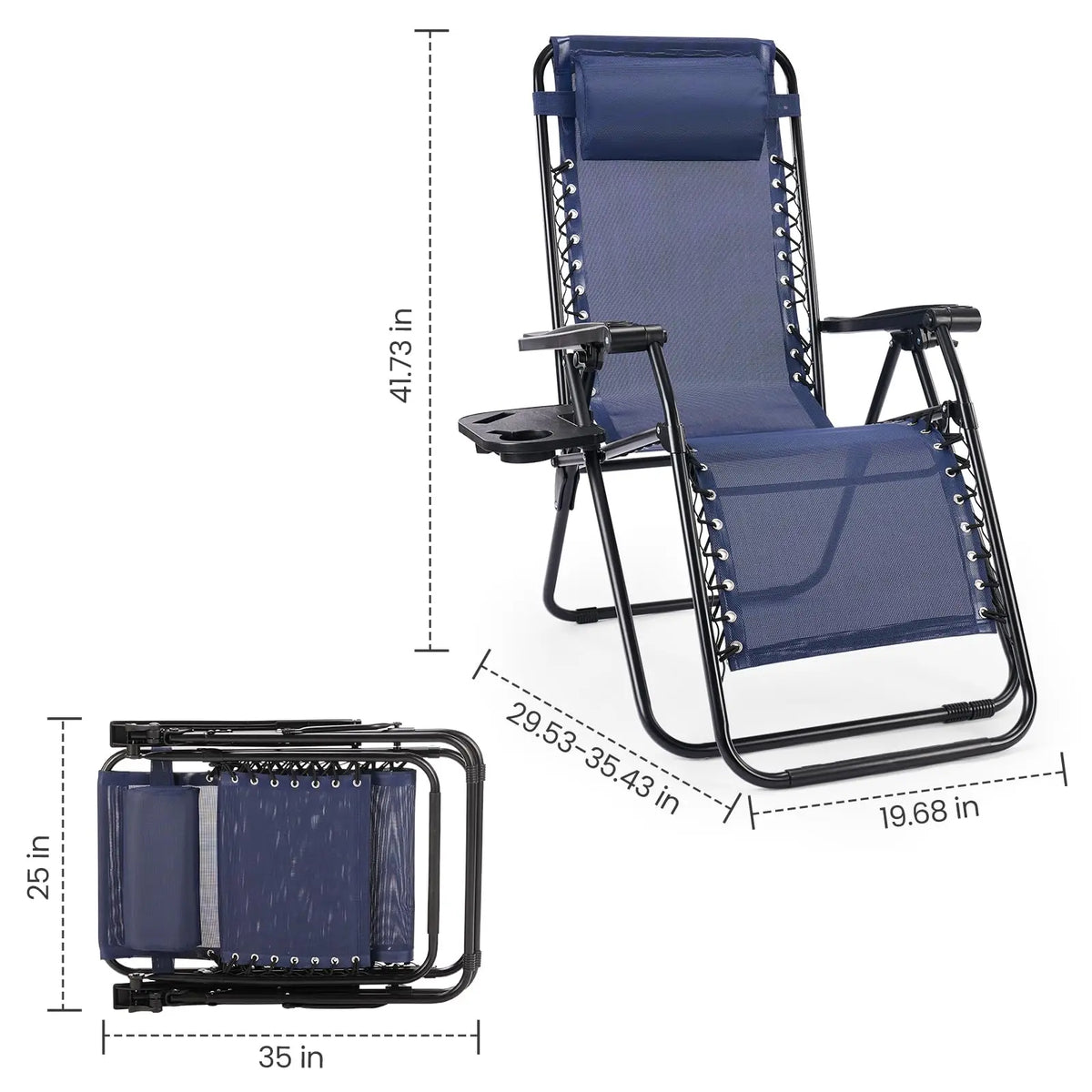 Zero Gravity Recliner Chair – Foldable Outdoor Lounge with Tray Outdoor Lounge Chair Axl Blue