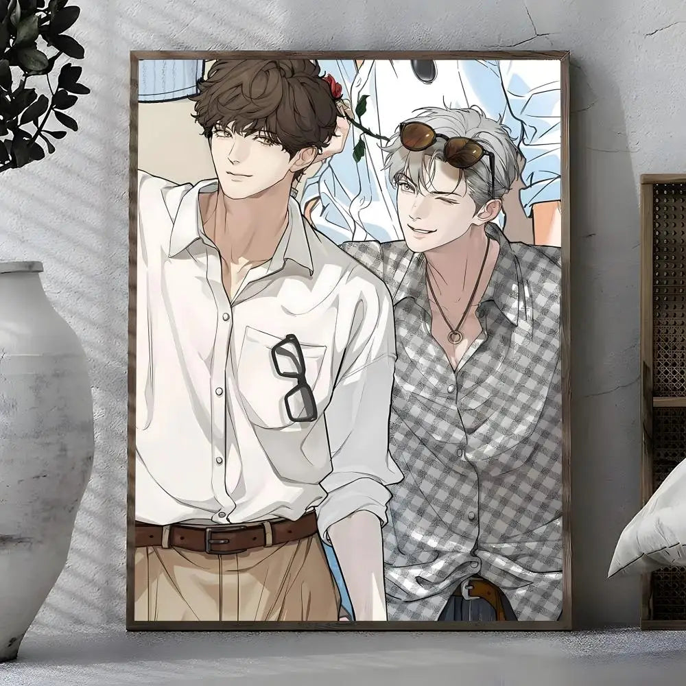Webtoon BL Art Poster – Self-Adhesive Waterproof Wall Sticker Wall Art Poster Axl White07 50X70cmNoframe