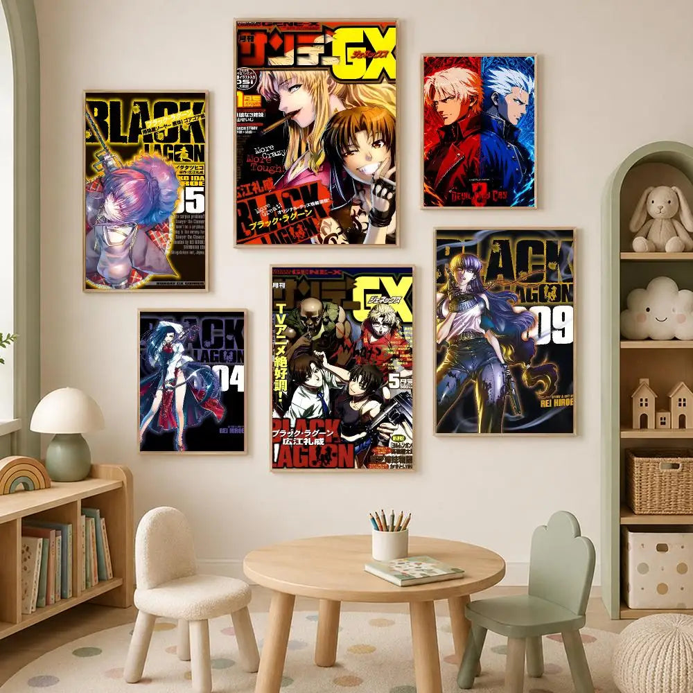 Black Lagoon Anime Poster – Self-Stick HD Waterproof Wall Art Anime Wall Poster Axl