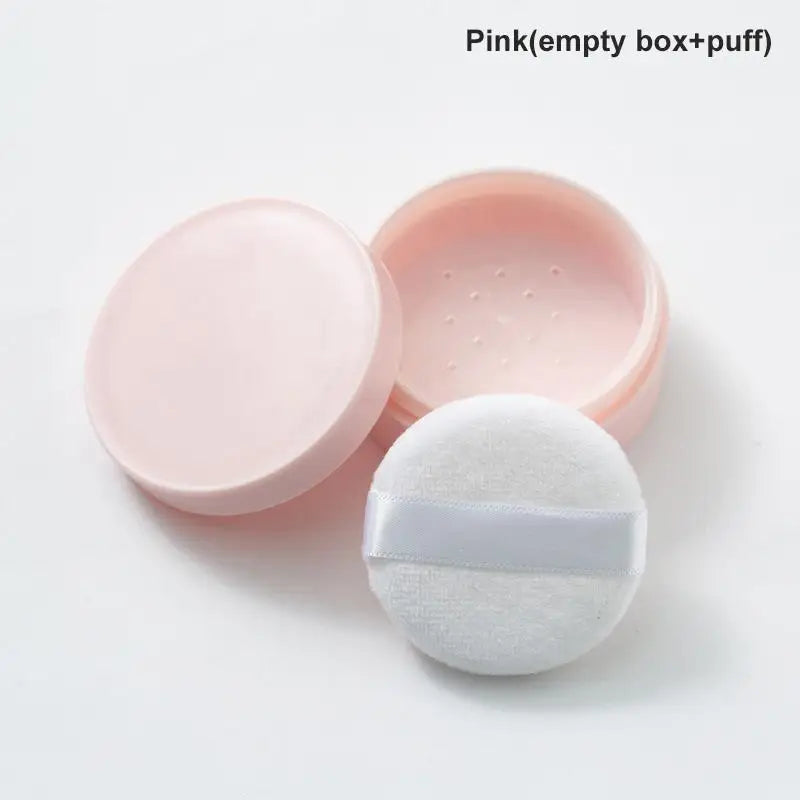 5g Refillable Loose Powder Jar with Puff & Sifter Lid Powder Jar Container Axl Pink box with puff