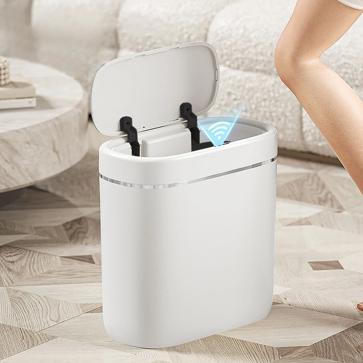 ONEKA Touchless Mini Desk Trash Can – Motion Sensor Lid Motion Sensor Trash Can Axl