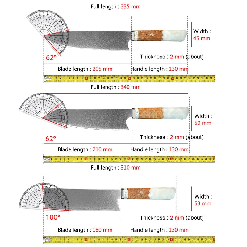 InLeung VG10 Damascus Steel Chef Knife – Hand Forged 20.5cm Damascus Chef Knife Axl